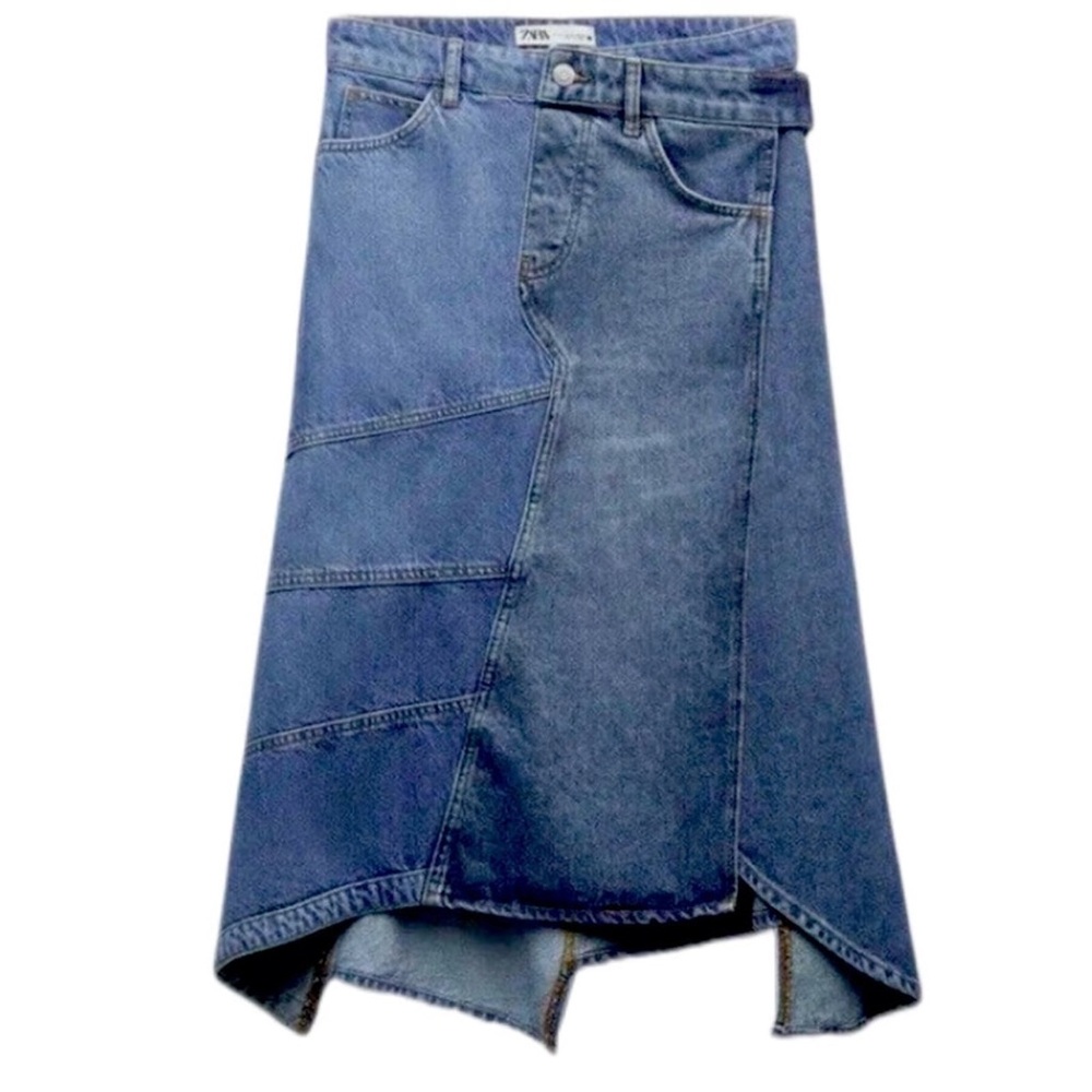 Zara ZW Asymmetric Denim Skirt